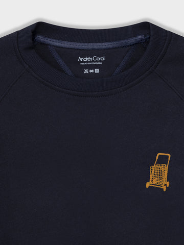 SWEATSHIRT AZUL 100% ALGODÓN - BORDADO EL MERCADO