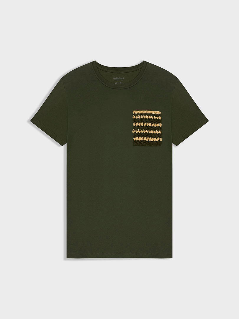 CAMISETA VERDE BOLSILLO TEJIDO A MANO